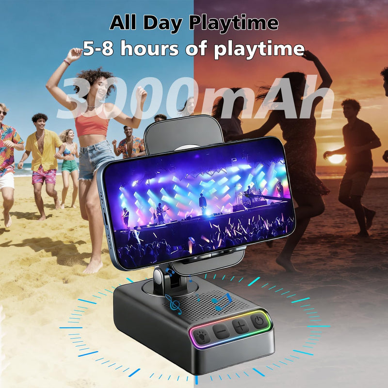 Adjustable Cell Phone Stand with Wireless Induction Bluetooth Speaker, HD Surround Sound for Home/Outdoor, Popular Christmas/Birthday Ideas Gifts, Stocking Stuffers Family Friends