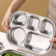 Stainless Steel Lunch Box with Plastic Lids - Bento Box 5 Compartments Reusable Meal Prep for Kids Adult School, Home Lunch, Travel