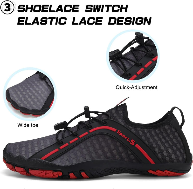 TcIFE Water Shoes for Men Women, Beach Shoes Summer Outdoor Footwear, Barefoot Socks, Quick Dry, for Beach, Swim, Pool, Surf, Boat, with Drain Holes