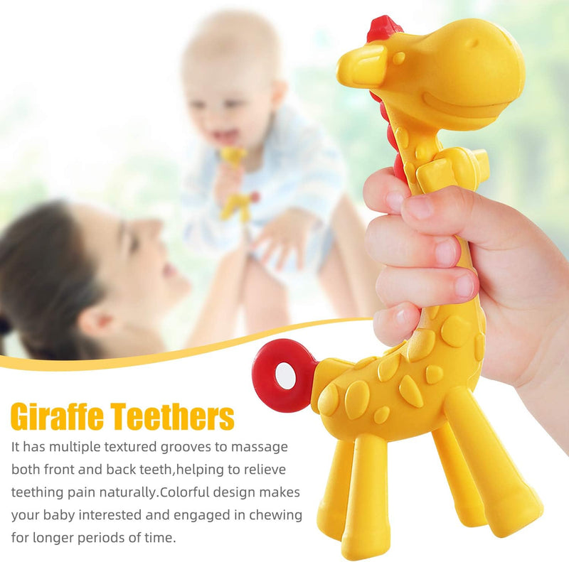 SHARE&CARE BPA Free Silicone Fruit Baby Teether Toy with Storage Case, for 3 Months Above Infant Sore Gums Pain Relief (5 Fruits)