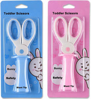 Blunted Kids Craft Scissors with Sleeve, 5.2 Inch Small Blunt Tip Training Scissors, Stainless Steel Blades Safety Handles for School Preschool Student Children Cutting Paper (2 Pcs, Bunny)