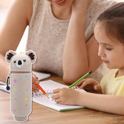 Koala 2 in 1 Soft Silicone Pencil Case, Cute School Pencil Case, Kawaii Koala Pen Holder Pouch with Zipper for School Students Teens Girls Boys