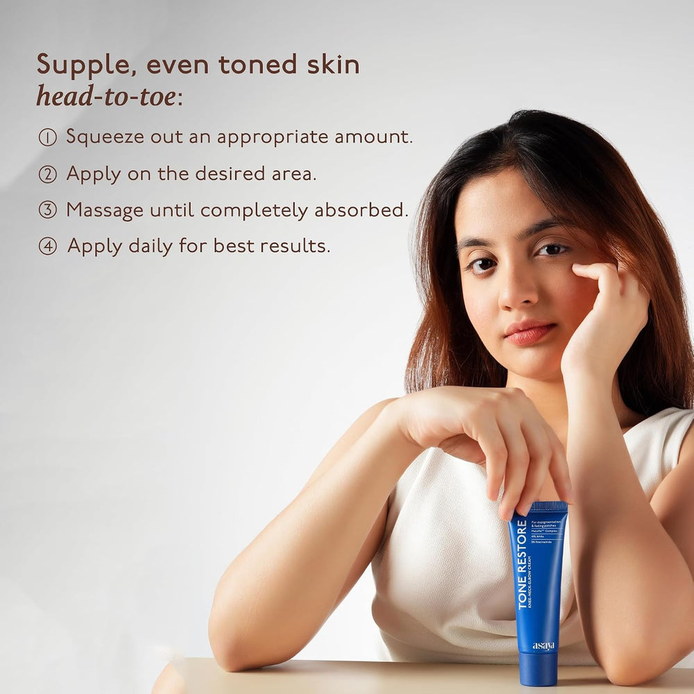 Asaya Tone Restore Cream For Dark Neck, Knees & Elbows Advanced Pigmentation Removal Cream with MelaMe Complex For Women & Men - 50 g