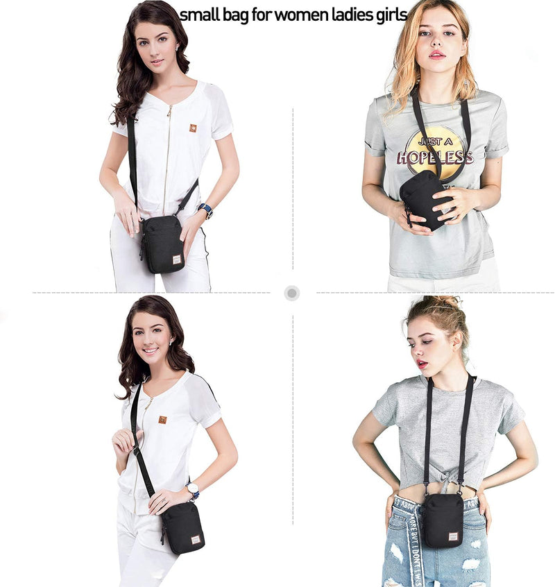Mini Crossbody Bag Shoulder Bag for Men, Small Messenger Satchel Bag for Women - Black