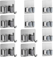 ZALCOON 2 PCS Mop Broom Holder Wall Mount - Mop Holder Self Adhesive No Drilling Super Anti-Slip Broom Holder for Home Garage Garden Laundry Room, kitchen organizer Tools (Mix) - 12 Pieces Mix
