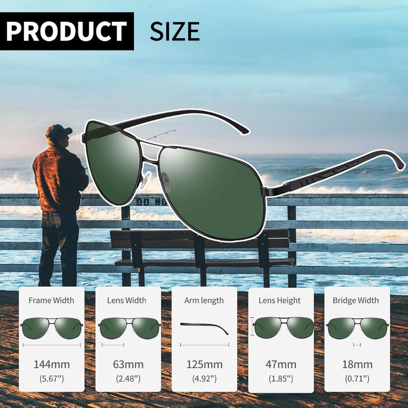 Joopin Rectangular Polarized Aviaion Sunglasses for Men Retro Military Shades Driving UV Protection