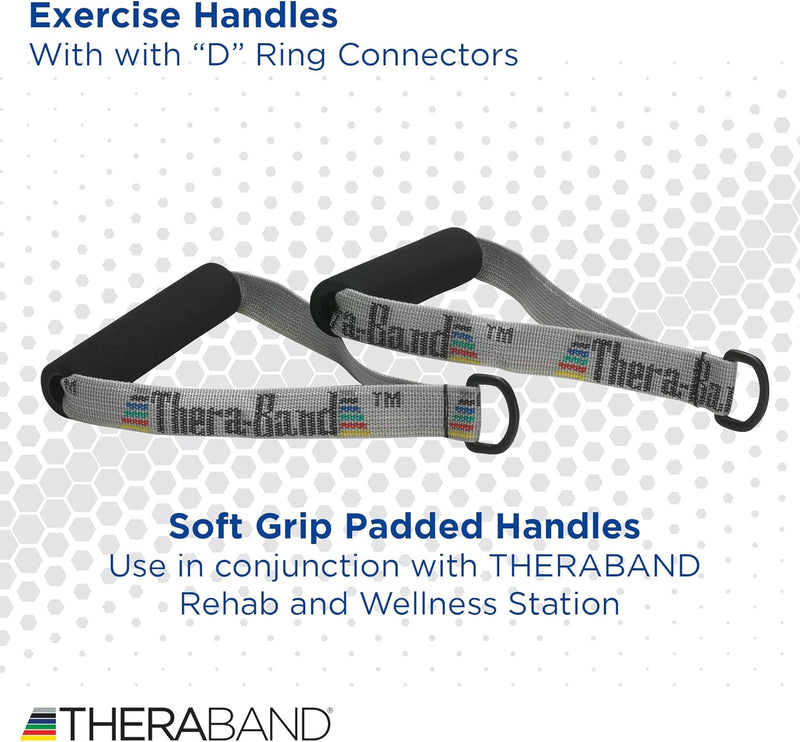 Theraband Resistance Band Handles, Attachments for Resistance Bands and Tubing, Pair of Foam Grip Pull Handles for Lower and Upper Body Exercises, Pilates, Yoga
