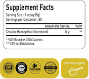 Natrolina 100% Micronized Creatine Monohydrate Powder (Unflavoured)-400g/80 Servings Premium Muscle Building Support, Boost Energy & Performance