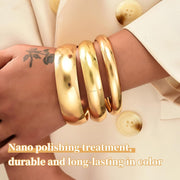 3PCS Chunky Gold Bangle Bracelets for Women Trendy Wide Wrist Cuff Bracelets Stack Bangle Punk Style Wide Chunky Cuff Bracelets Stack Fashion Jewelry Gift