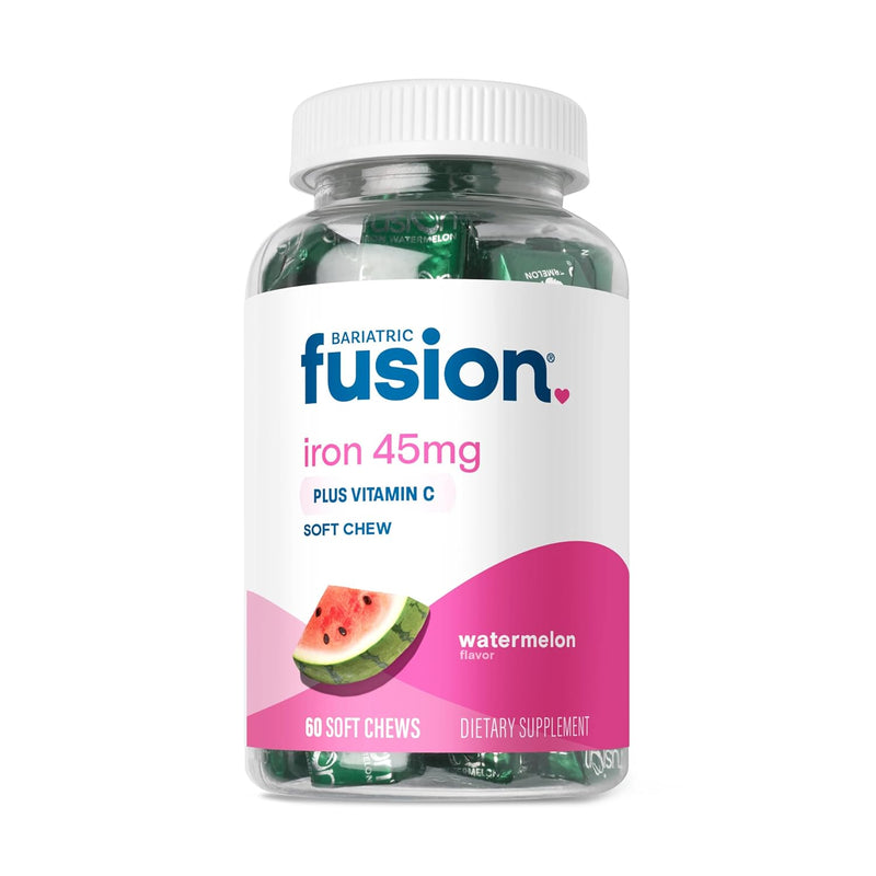 Bariatric Fusion Iron Soft Chew with Vitamin C | Watermelon Flavored | Iron Supplement Chewy Vitamin for Bariatric Patients Including Gastric Bypass and Sleeve Gastrectomy | 60 Count | 2 Month Supply