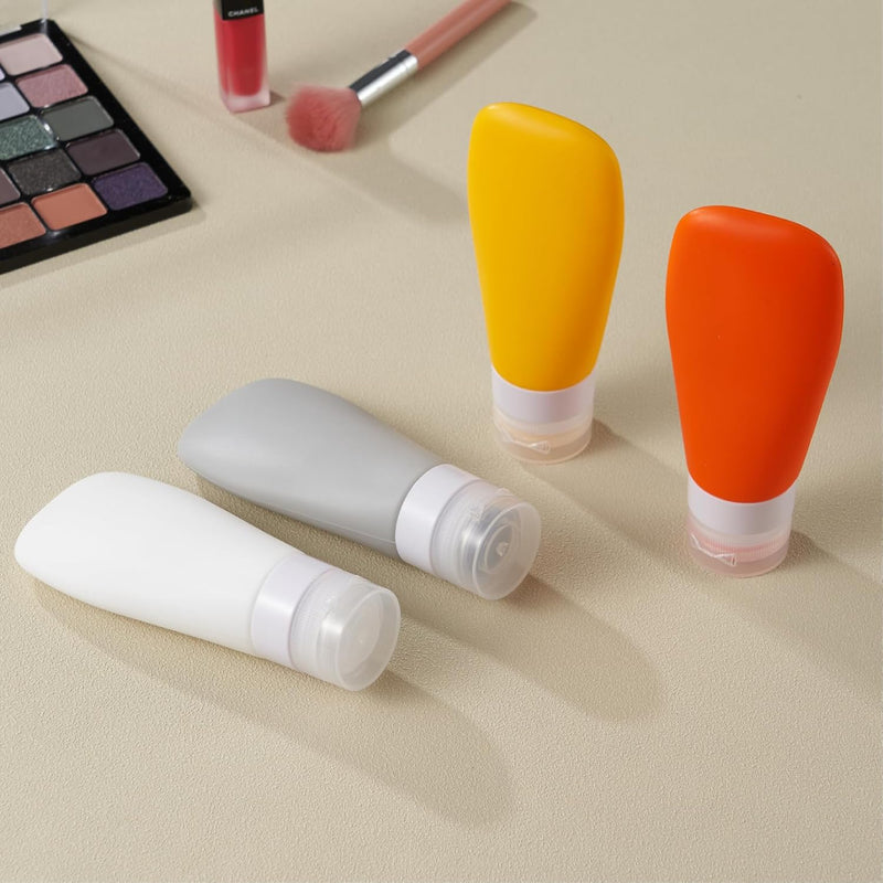 INSFIT Portable Travel Bottles, INSFIT TSA Carry On Approved Toiletries Containers, 60ml Leak Proof Squeezable Silicone Tubes, Refillable Travel Accessories for Shampoo Body Wash Liquids 4 PacK