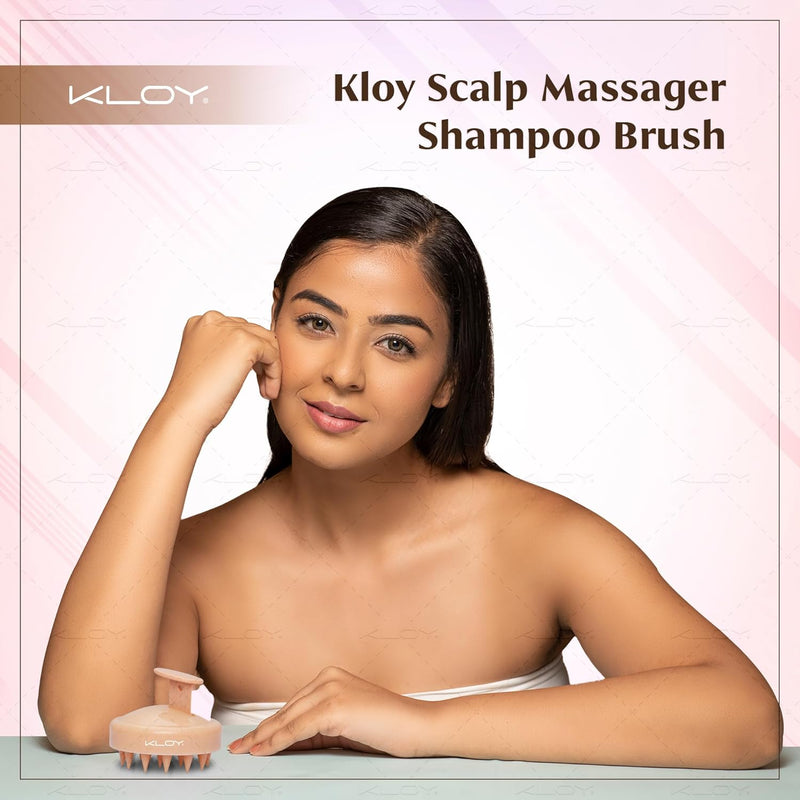 KLOY Round Hair Scalp Manual Massager Shampoo Hair Brush, Super Soft Bristles for Exfoliating, Anti-Dandruff (Texture Beige)
