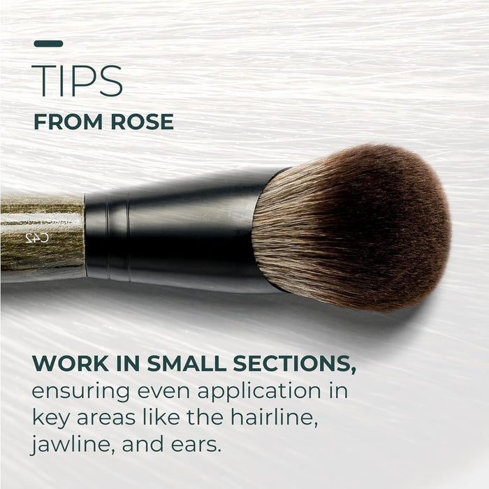 Rose and Ben Beauty C42 Foundation Brush | Professional Blending Brush for Liquid & Cream Makeup | Streak Free Buildable Coverage | Cruelty Free