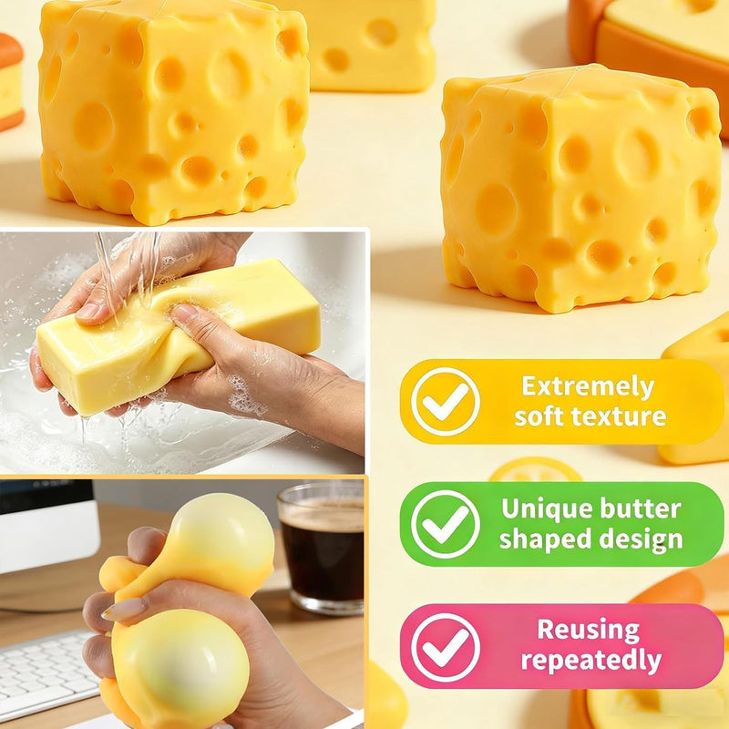 SLEEPHEAD3-Pack Food Squishies Set - Slow Rising Squishy Toys, Cheese & Bread Butter Squishy, Sensory Stress Relief Squeeze Toys, Cute Desk Fidget Toy Gift
