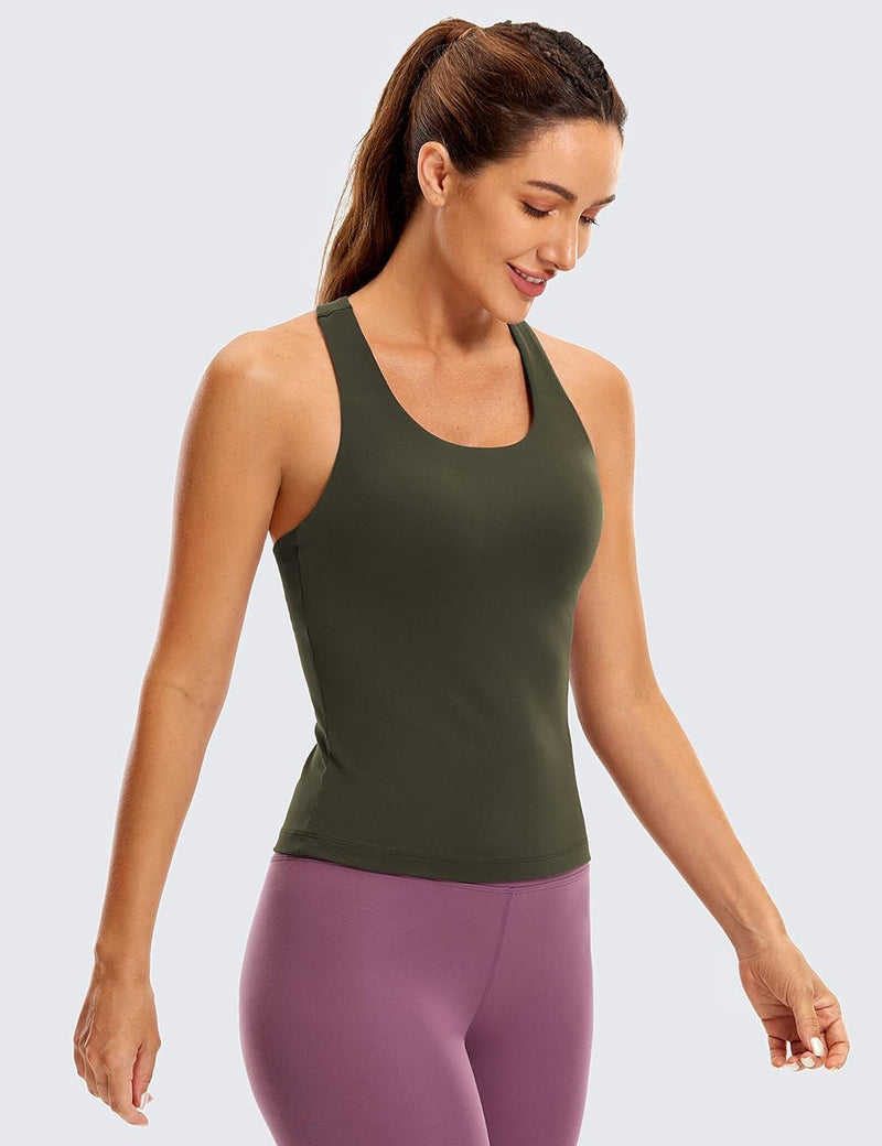 CRZ YOGA Butterluxe Workout Tank Tops for Women Built in Shelf Bras Padded - Racerback Athletic Spandex Yoga Camisole