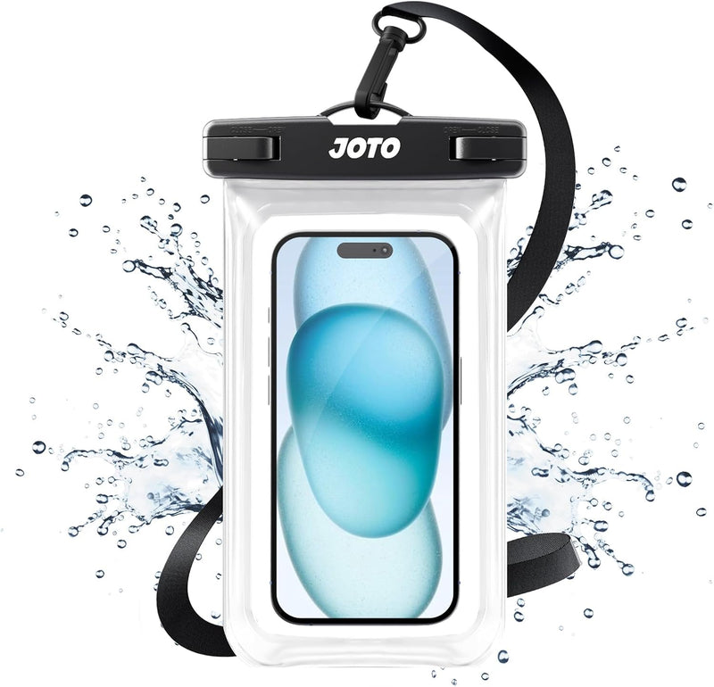 JOTO Universal Waterproof Phone Pouch Cellphone Dry Bag Case for iPhone 17 16 15 14 13 12 11 Pro Max Air Mini Plus Xs XR X 8 7 6S, Galaxy S23 S22 S21 Plus Note, Pixel up to 7" -Black - Standard Clear 1 Pack