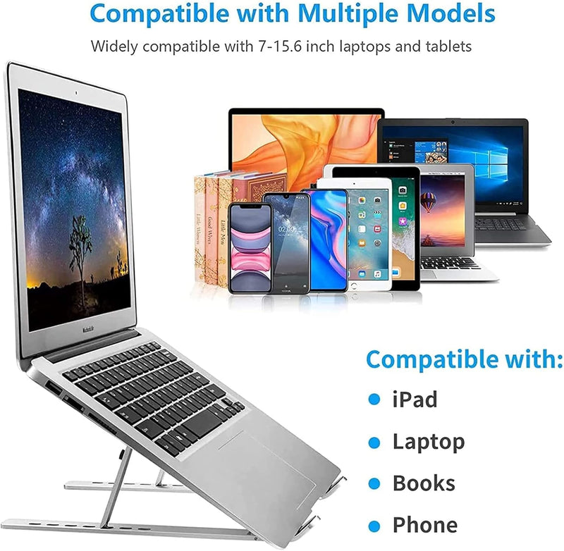 Sulfar Adjustable Laptop Stand Portable Aluminium Laptop Riser & Holder for Desk Foldable Ventilated Cooling Stand for MacBook Pro/Air, HP, Dell, Sony & More (1015.6)