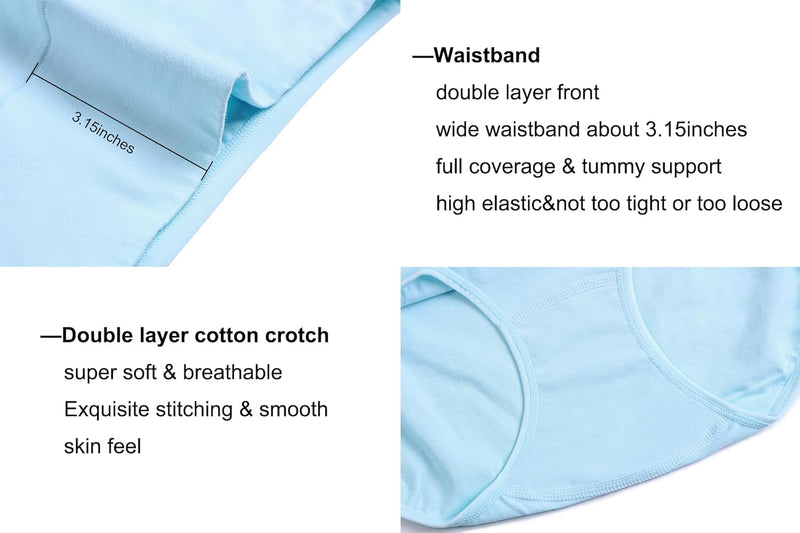 cauniss Womens High Waist Cotton Panties C Section Recovery Postpartum Soft Stretchy Full Coverage Underwear(5 Pack)