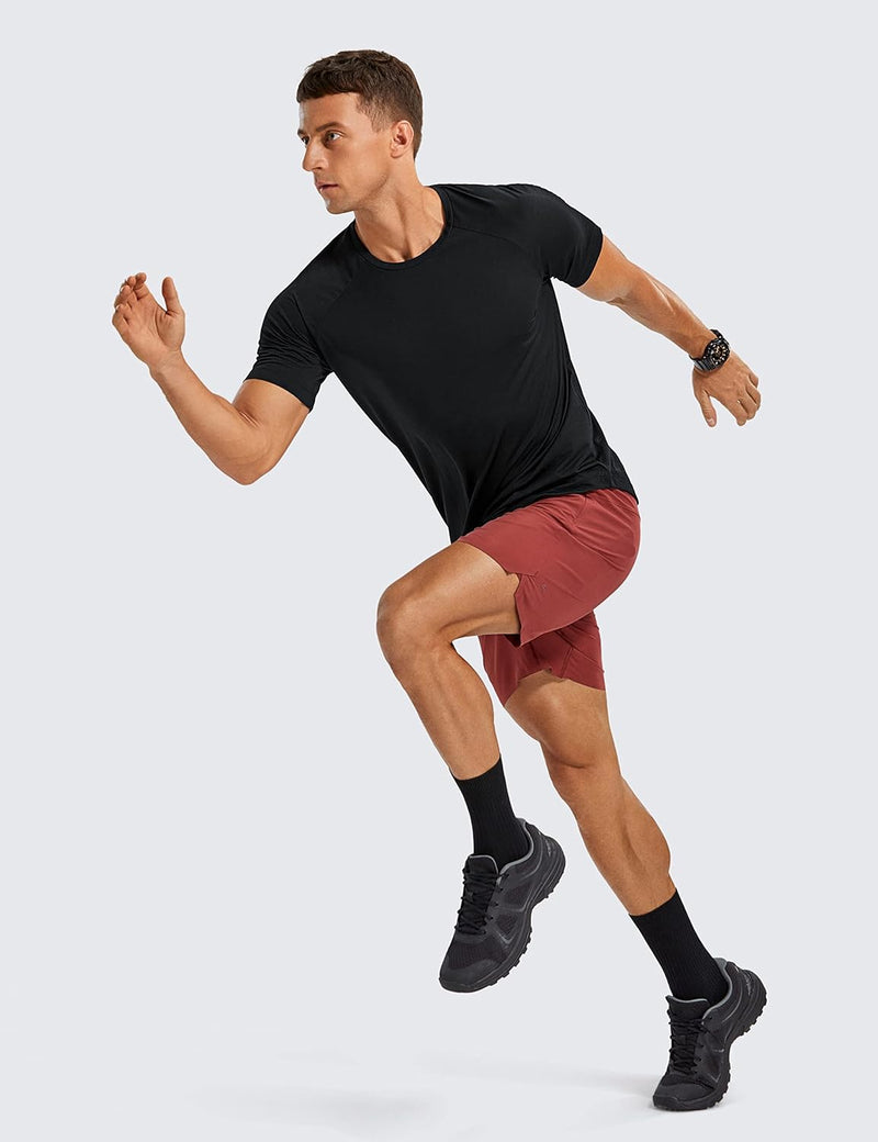 CRZ YOGA Men's Lightweight Short Sleeve T-Shirt Quick Dry Workout Running Athletic Tee Shirt Tops