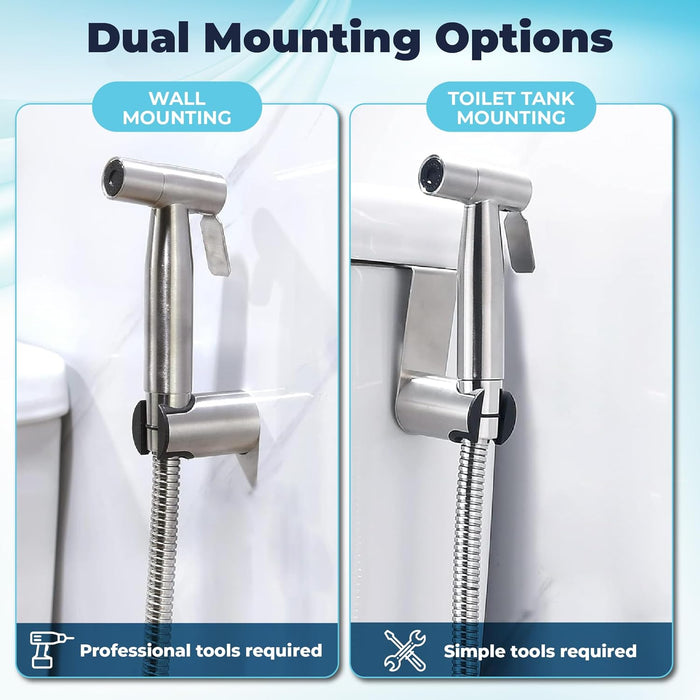 SPAULD Handheld Toilet Bidet Sprayer, Jet Sprayer Kit, Muslim Shower for Toilet, Shattaf, Stainless Steel Faucet Bidet Sprayer Set, Healthy diaper for Sprayer toilet