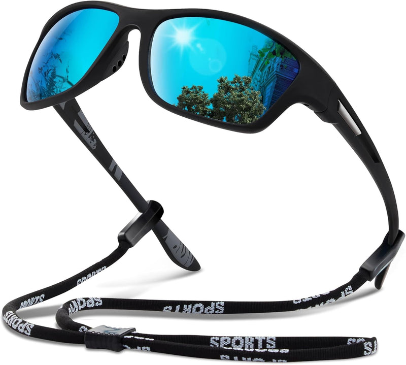 suoso Polarized Sports Sunglasses for Men: UV400 Protection Glasses Womens Wrap Around Goggles for Driving Fishing