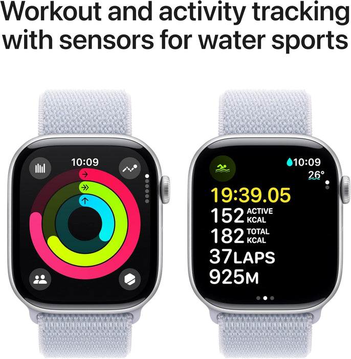Apple Watch Series 10 GPS 46 mm Smartwatch with Jet Black Aluminium Case with Black Sport Band - M/L. Fitness Tracker, ECG App, Always-On Retina Display, Water Resistant