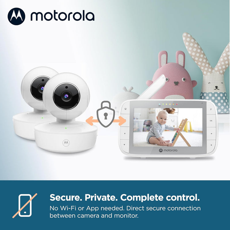 Motorola Nursery VM36XL Video Baby Monitor Camera, 1000ft Range no WiFi 2.4 GHz Wireless, 5" Screen, 2-Way Audio, Pan/Tilt/Zoom, Temp, Night Vision