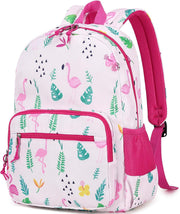 School Backpack, Kid Backpacks for Boys and Girls with Chest Strap First Day Gift in Elementary School - Flamingo