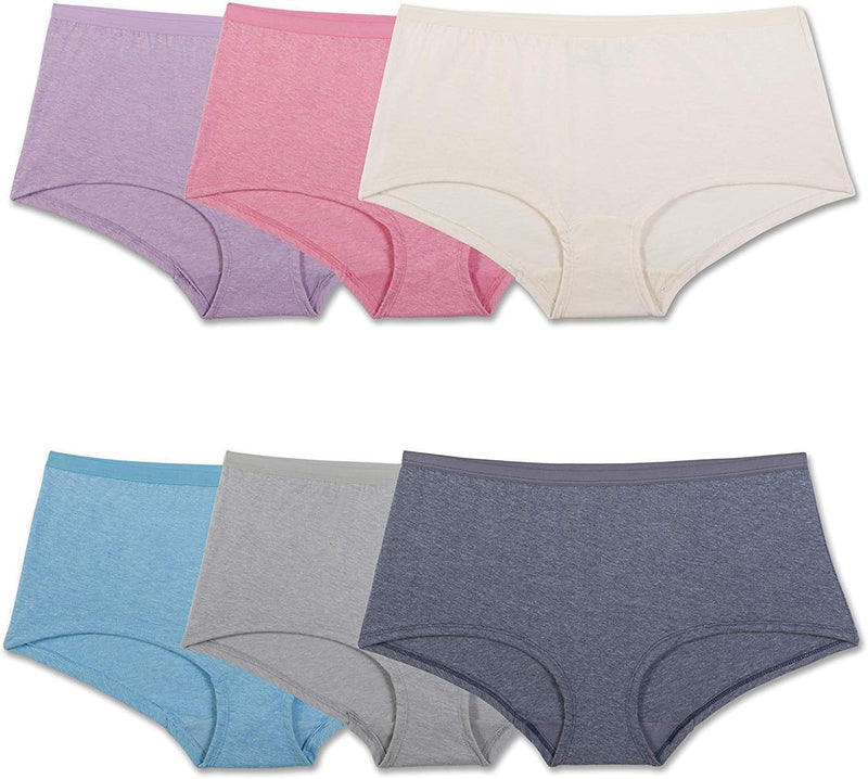 womens Fit for Me Women's Microfiber Briefs, 6 Pack Underwear (pack of 6) - Boyshort - Cotton Blend - 6 Pack