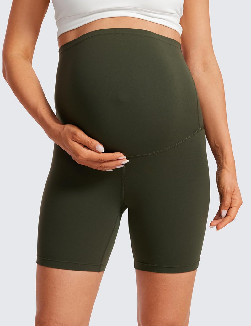 CRZ YOGA Womens Butterluxe Maternity Yoga Biker Shorts Over The Belly 4" / 6" - Pregnancy Workout Running Athletic