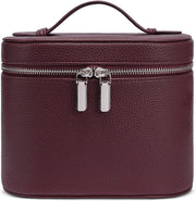 Makeup Bag Travel Makeup Bag with Compartments and Handle Portable Toiletry Bag for Women - Burgundy