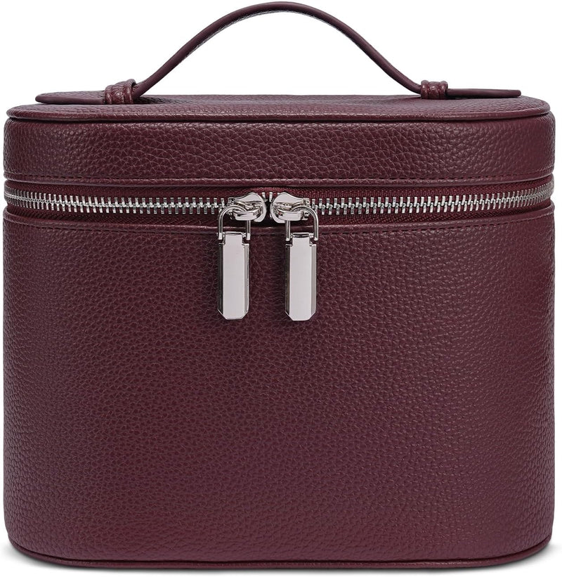 Makeup Bag Travel Makeup Bag with Compartments and Handle Portable Toiletry Bag for Women - Burgundy