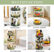 Makeup Organize Rotating,Perfume Organize, 360° Luxury Acrylic Makeup Organizer & Skincare Rack Spinning Lazy Susan 3 Tier,Dressing table to display your perfumes and cosmetics. (White-2)