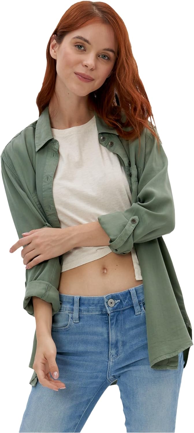 Womens AE Long-Sleeve Button-Up Shirt Classic (pack of 1) - Green