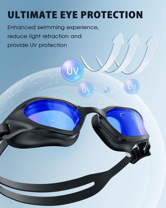 KASTWAVE Swim Goggles, Swimming Goggles Adults, Anti-Fog Goggles, UV Protection Polarized No Leak Pool Goggles, Wide View Clear Vision Pool Goggles, for Youth Men Women