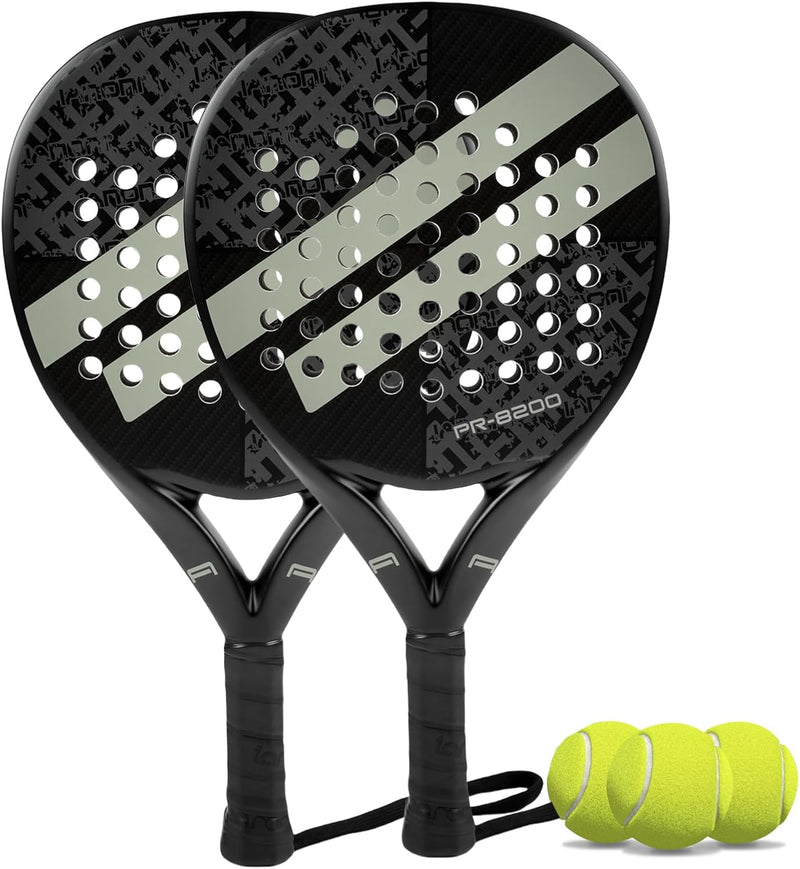 Padel Racket Carbon Fiber Surface with EVA Memory Flex Foam Core Padel Tennis Racquets Lightweight - 8200-gray-2