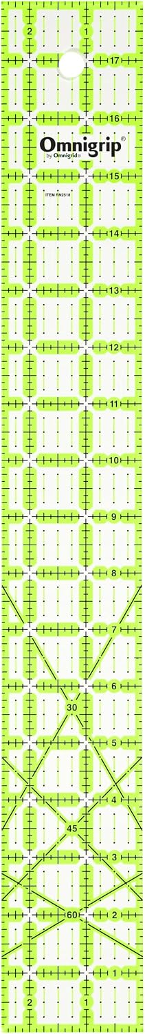 Omnigrid Non-Slip Ruler, 5" Square Sewing and Quilting Supplies - Rectangle 2-Â½" x 18"