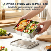 HASTHIP Stainless Steel Bento Box 850ml, Leak-Proof Lunch Box with Removable Compartment, Durable Portable Food Container for Kids and Adults, Dishwasher Safe Meal Prep Storage