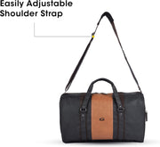 Vintage Faux-Leather 26L Medium Water Resistant Travel Duffle Bag/Gym Bag/Sports Duffle for Men/Women (Black)