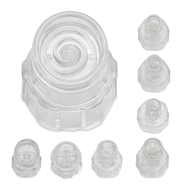 Elitzia Plastic Hydro Dermabrasion Microderma Heads Hydra Facial Aqua Peel Tips Water Peeling Caps Facial Care Skin Cleaning Tool Beauty Machine Replacement Spare Parts 8pcs Per Set (Transparent)