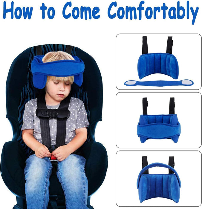 Azonee Child Car Head Support, Sleep Aid Belt, Adjustable Headrest for Child Safety Seat, Adjustable Cotton Car Seat Headrest for Baby Kids Toddler, Head Protector Strap and Neck Support Band (grey)
