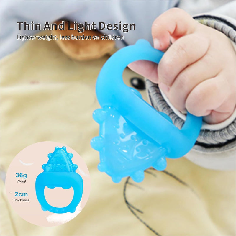 Baby Teether Toys,Water Fillable Baby Teething Relief,Cools & Massages Sore Gums,No Chill Handle,BPA-Free Silicone Teething Toys (Cyan)