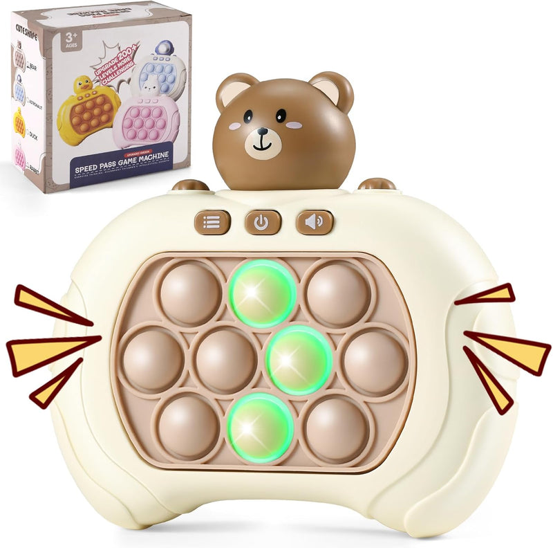 Fast Push Bubble Game, Pop Quick Push Game Pop Light Up Game Toys, Shift Attention, Relieve Anxiety Sensory Toys, Fast Push Handheld Game for 6 7 8 9 Year Old Kids Boys & Girls Birthday Gifts(Bears) - Little Bear