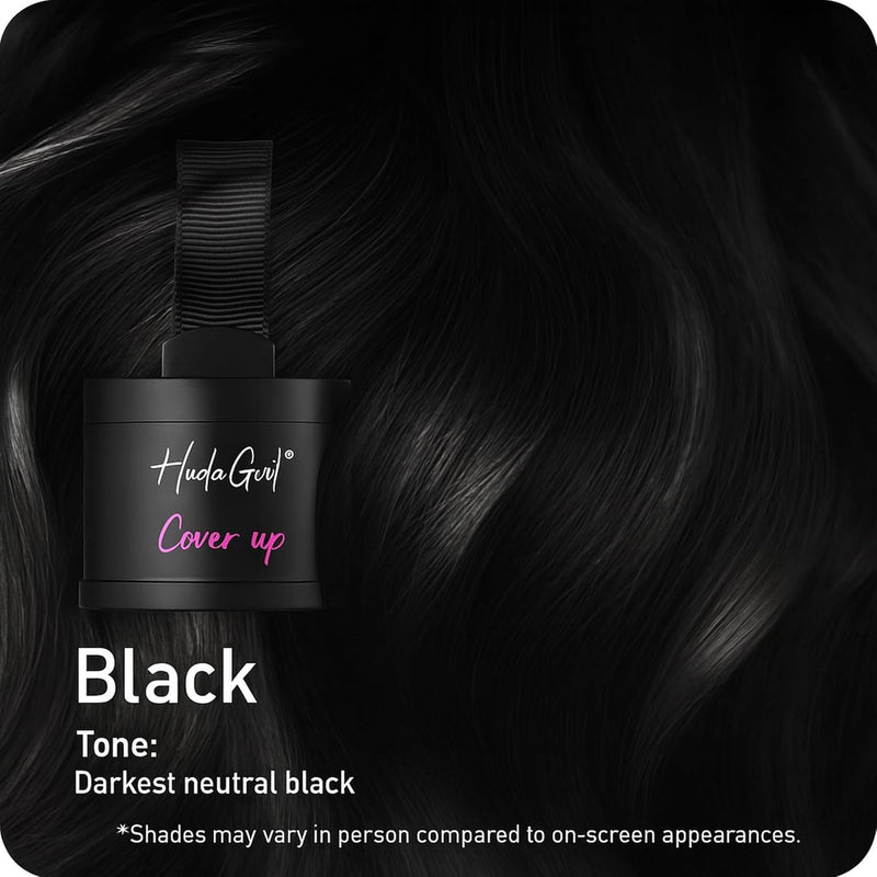 Cover Up Line Powder, Black Darkest Neutral Tone, Hair Root Touch Up for Grey Coverage, Instant Color with Applicator