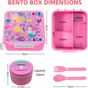 Bento Lunch Box, LunchBox 4 Compartments, Leak-Proof Lunch Container, PFAS&BPA-Free Microwave Safe, BLYPHOO Bento Box with Soup Bowl(Pink)