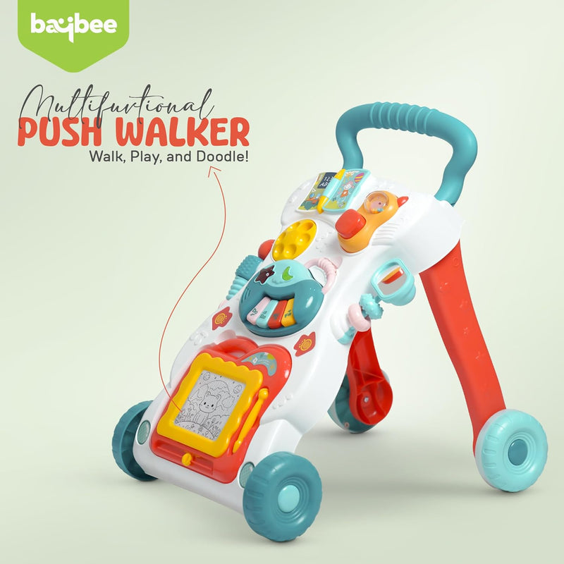 Baybee Baby Crawlio Walker for Kids, Baby Activity Walker with Music, Rotating Lock Wheel,Gears & Grip Handle for Toddlers for 0 to 2 Years Boy Girls (White)