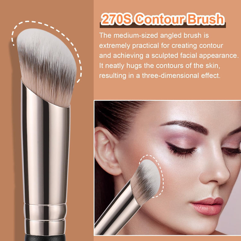 TEOYALL Angled Foundation Contour Brush, Synthetic Kabuki Brush for Concealing Blending Setting Buffing with Liquid, Cream and Powder Cosmetic (170S)