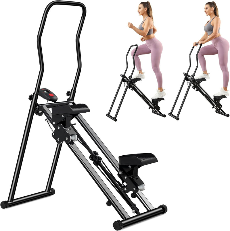 Vertical Climber, Pro Stair Stepper for Full-Body Workout, Compact & Foldable Cardio Exercise Stair Climber with Extended Step Range, Improved & Adjustable Handlebar & Pedals (Random Color)