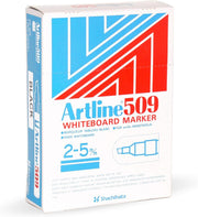 Artline 509 White Board Marker (12 Pcs. / Pack) Black Color, Acrylic Fibre Tip 2.0-5.0 mm, Chisel Style - ARMK509BK