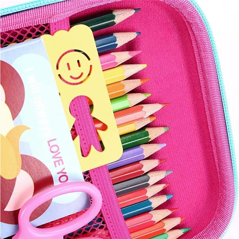 Unicorn Pencil Case with Compartments - Shockproof EVA Hard Shell Multiple Pen Slots Mesh Pockets Large Capacity Organizer for School & Travel 8.7"